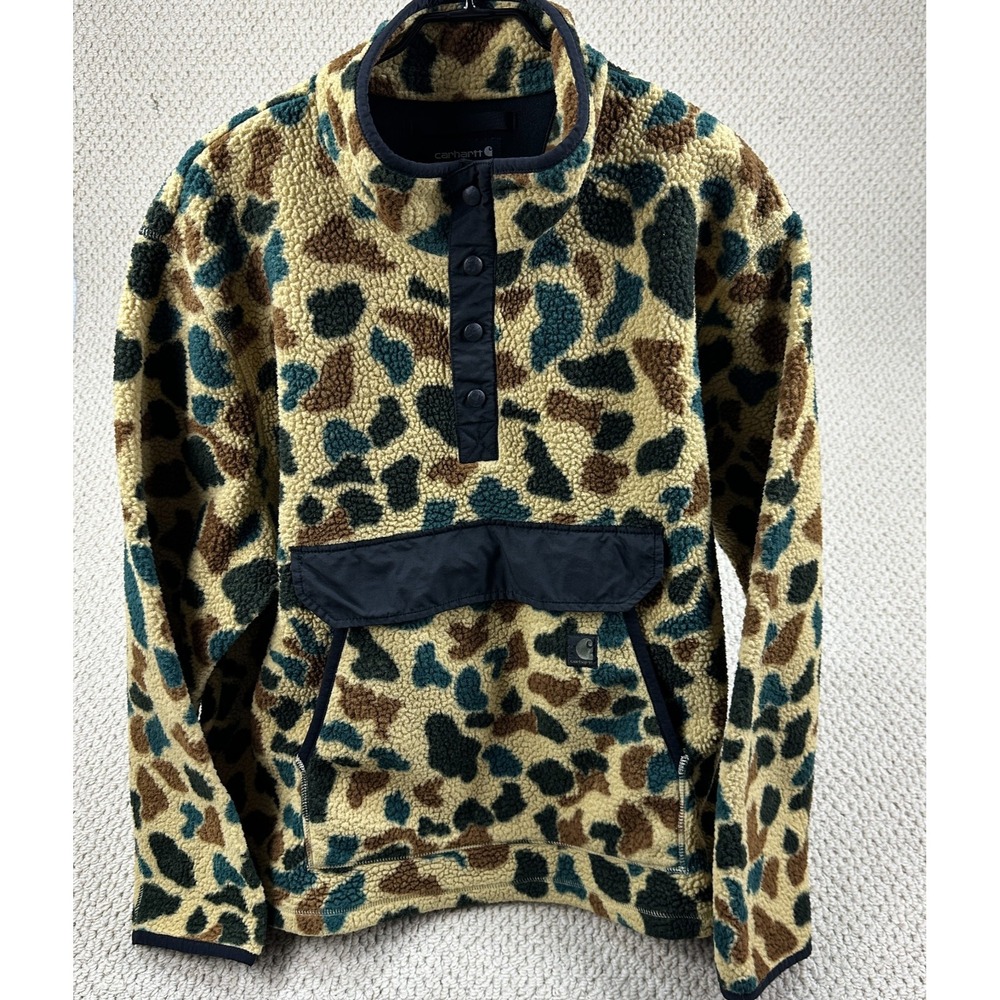 Carhartt 1/4 Snap Jacket Mens 2XL Duck Camo Relaxed Fit Sherpa Fleece Pullover - Picture 6 of 15